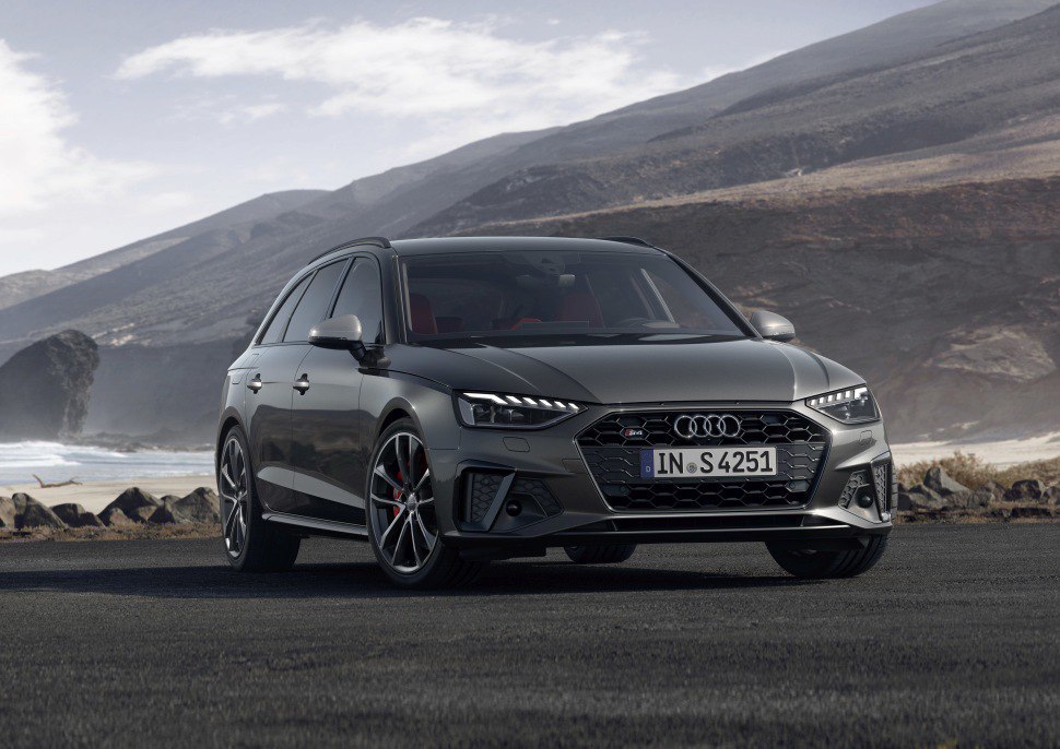 Audi S4 Avant - graphite grey, side front view